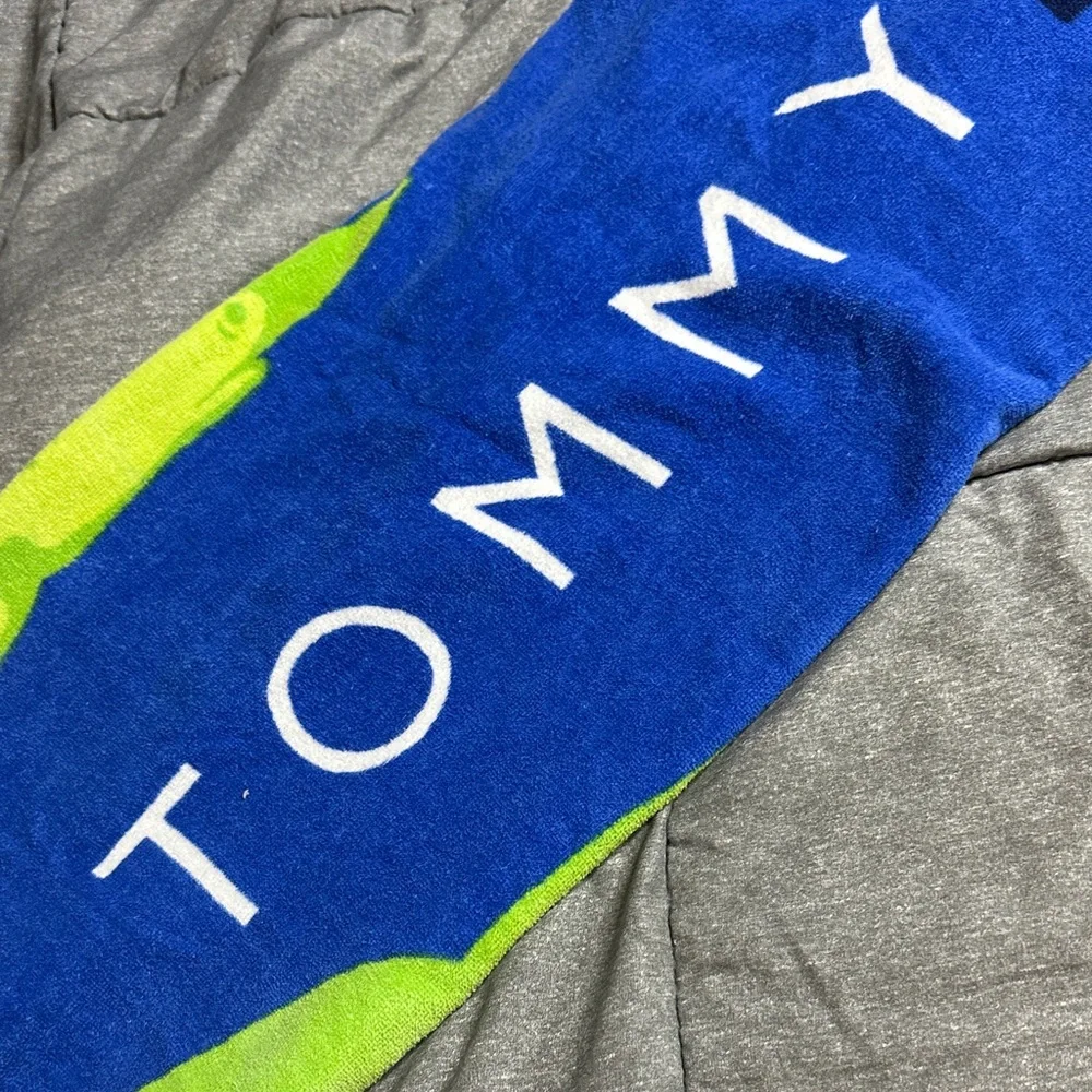 Tommy Hilfiger Blue Towel with Colorful Orange & Green Sharks 34”x 66”